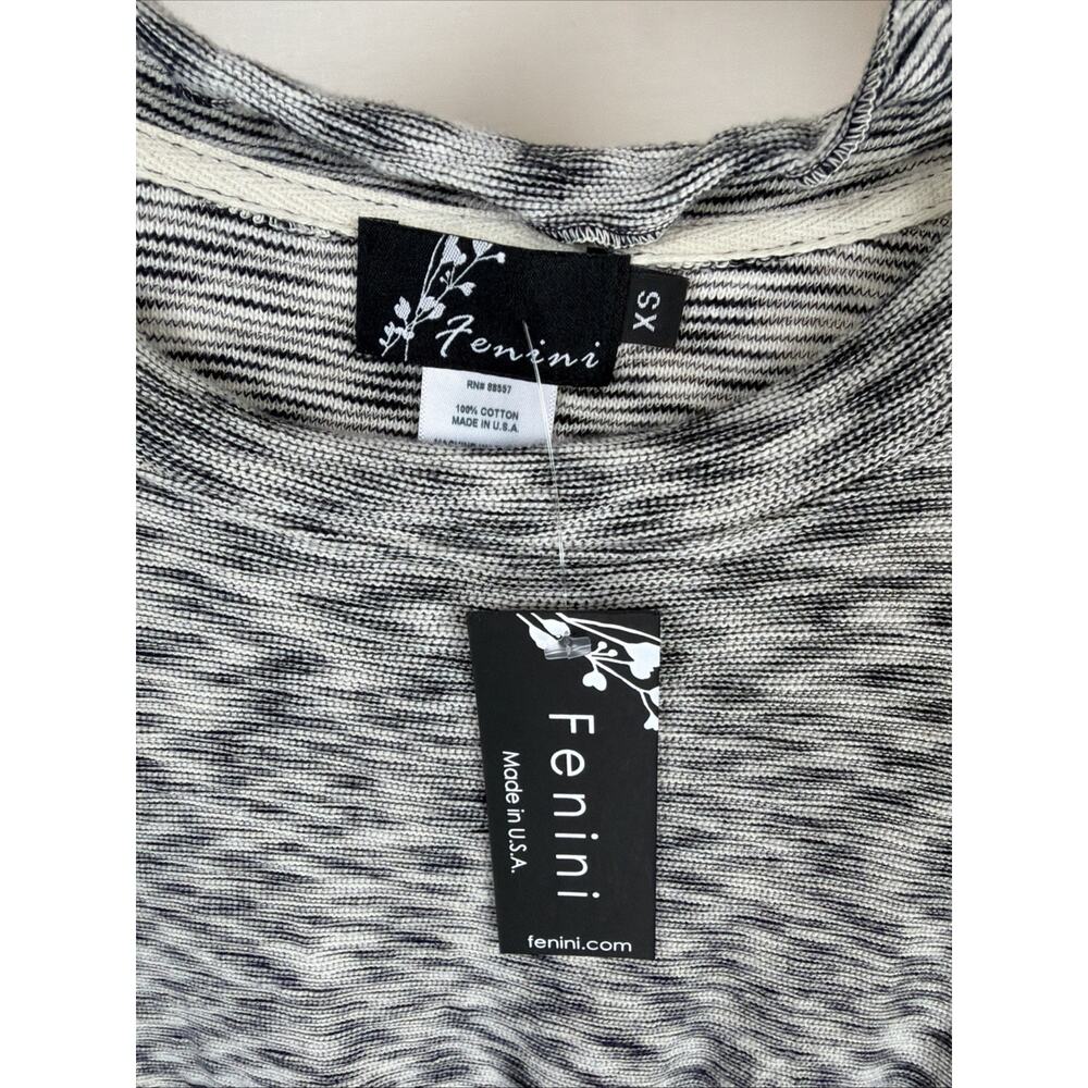 NWT Fenini Black White Crew Neck Raw Seams Long Sleeve Tunic #0985 Size XS - Picture 4 of 4